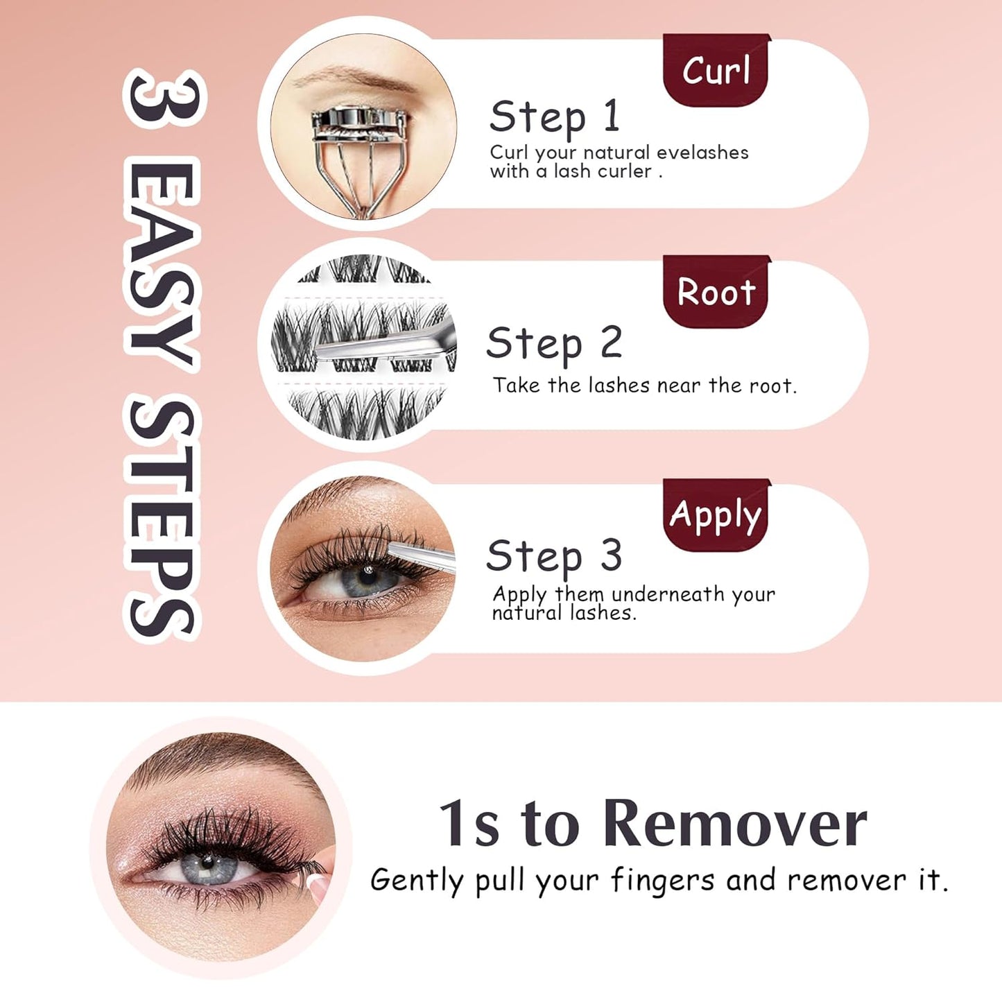 Self Adhesive Eyelashes, 120Pcs Clear Band Lash Clusters, Natural Pre-Glued Eyelash Clusters, No Glue Needed Press On Invisible Band Resuable Eyelashes(SC133)