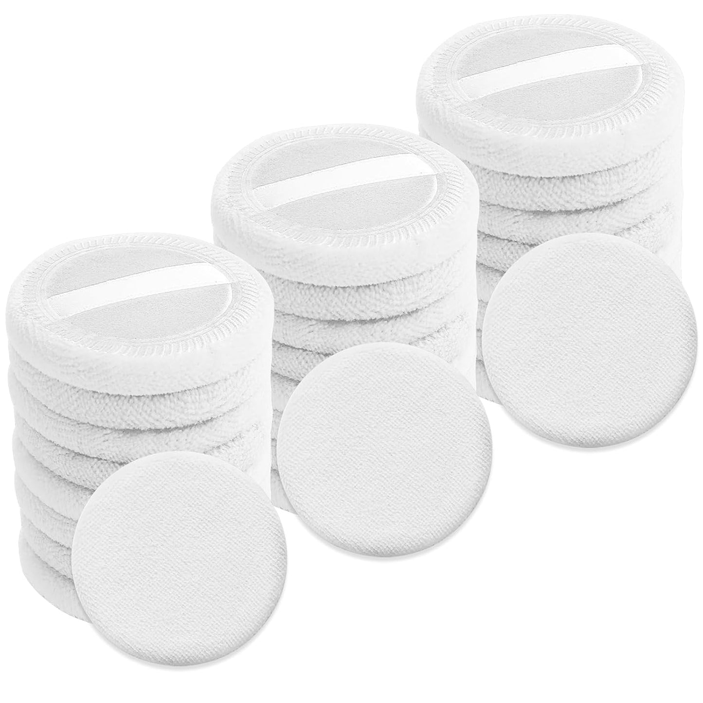 24PCS Makeup Powder Puffs Pink Cotton Powder Puffs Round Powder Puff for Makeup Face Powder Velour Puffs for Loose Powder Washable (White-24pcs)