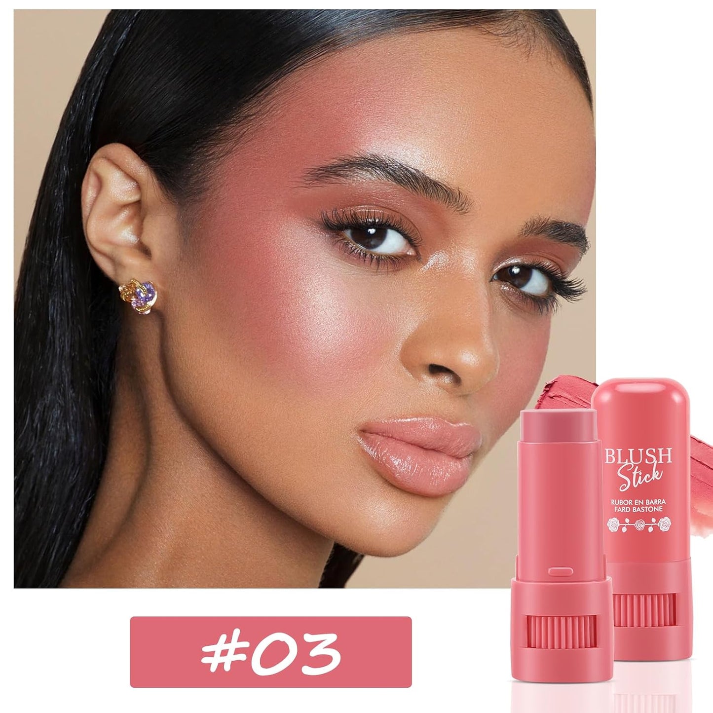 Cream Blush Makeup,Buildable Blush Stick for Cheeks,Matte Finish,Long Wear,Easy Application,Lightweight Multi Stick
