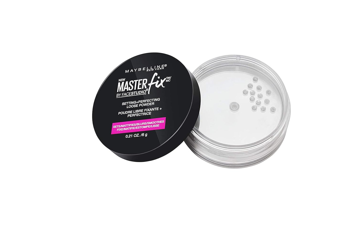 Maybelline Facestudio Lasting Fix Setting + Perfecting Loose Powder Makeup, All Day Matte Wear, Minimizes Shine, Sets Foundation Makeup, Translucent, 0.21 oz.