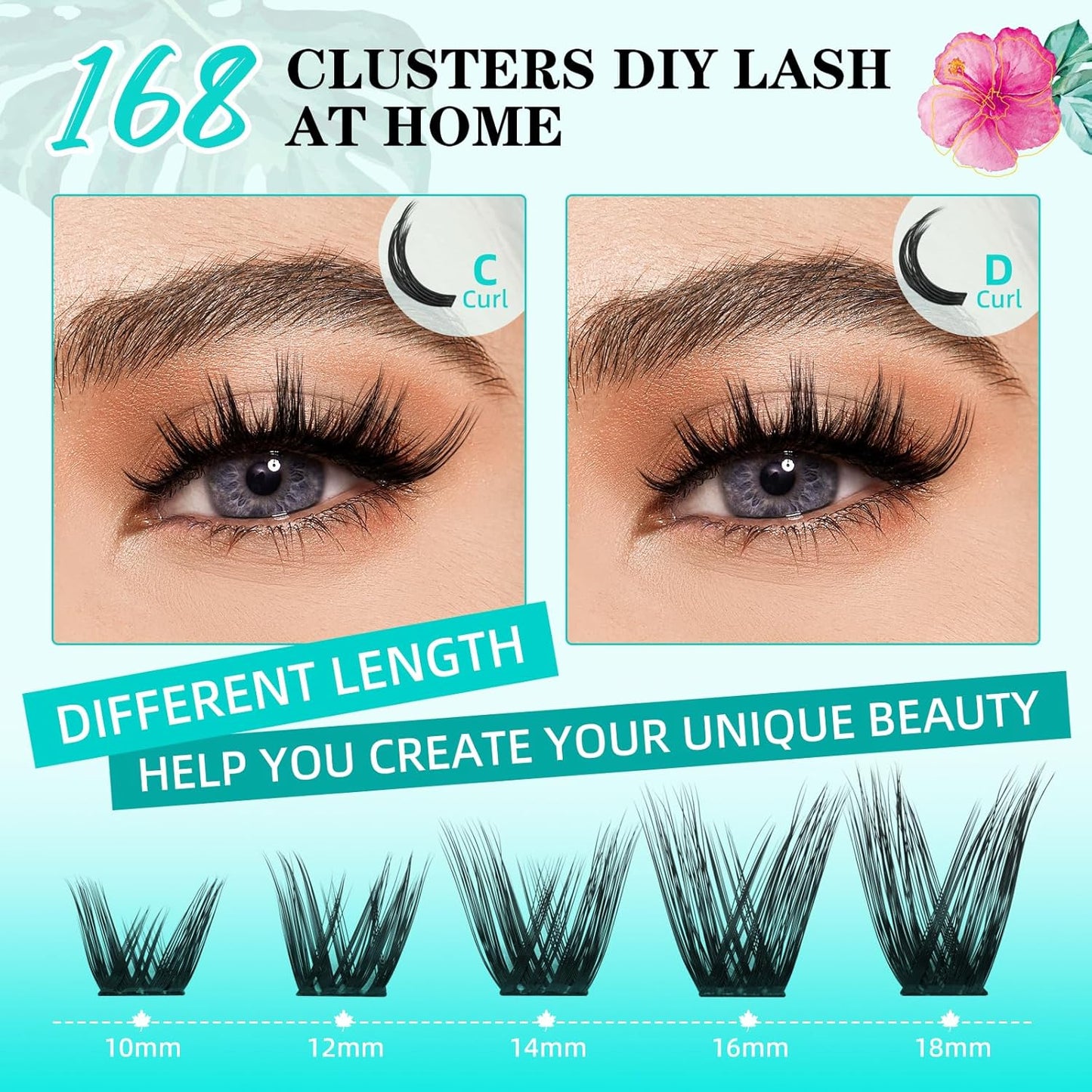 Lash Clusters Wet Look 168Pcs Eyelash Cluster Ultra-Thin Lash Band Eyelashes Extensions Spiky Anime Wide Span Lashes(Mallow,C-14mm)