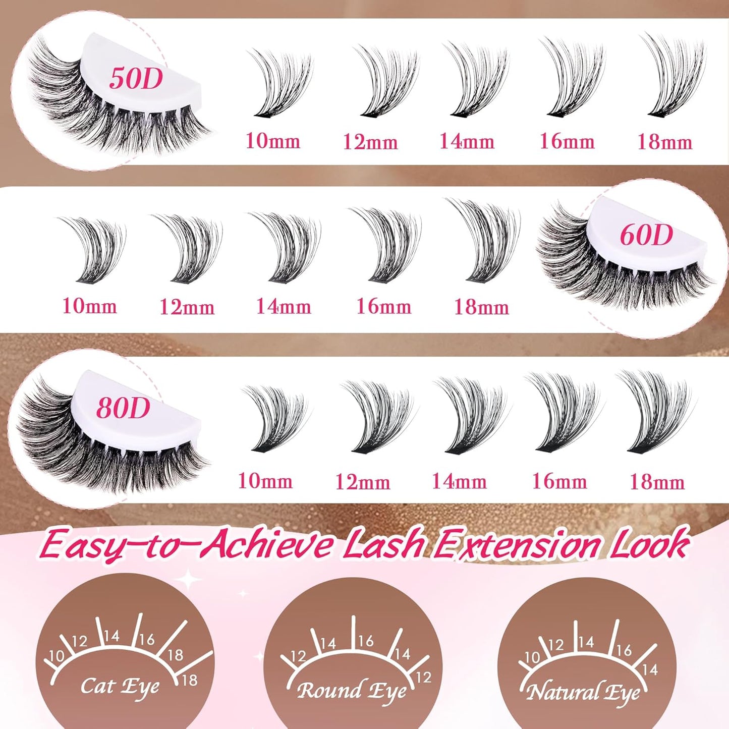 Bombshell Lash Clusters - Eyelash Clusters 20D+30D+40D+50D+60D+80D Wispy Individual Lashes D Curl Lash Extension 10-18MM Natural Lash Clusters DIY Cluster Eyelash Extensions for Beginners