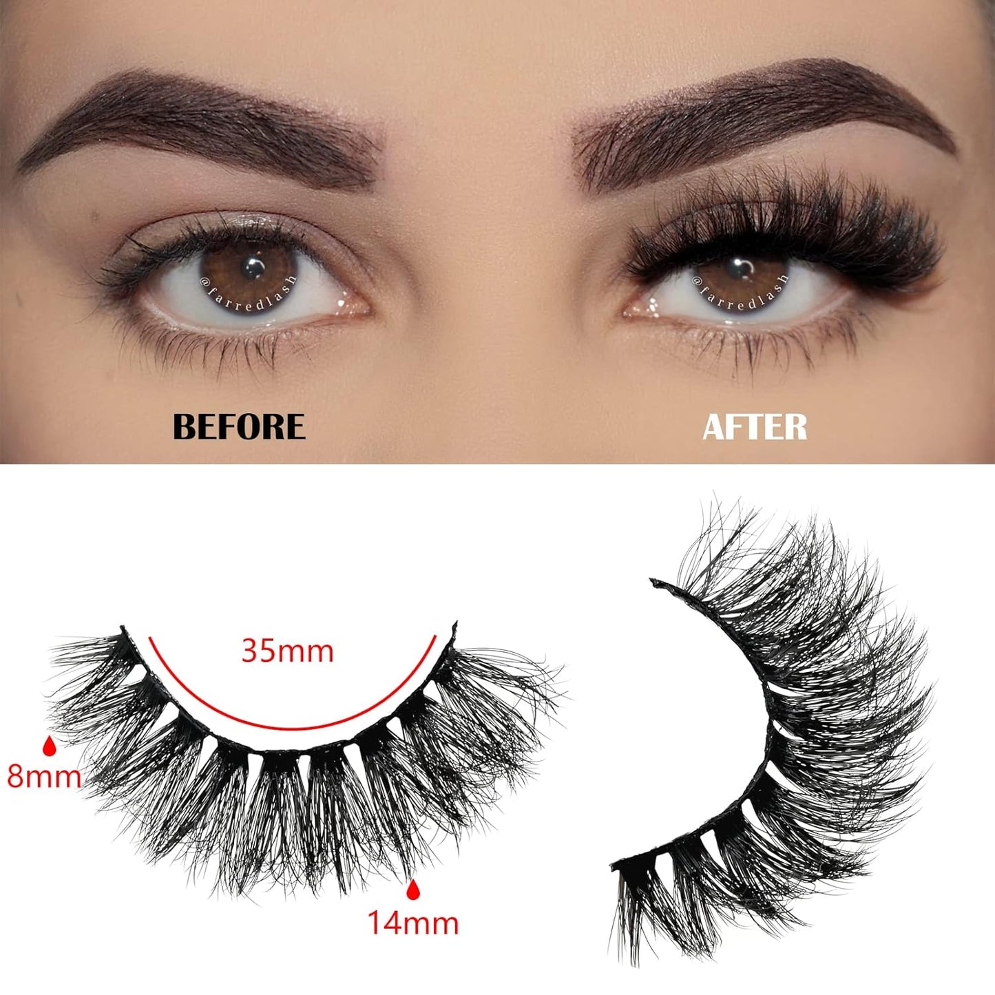 FARRED Wispy Lashes Hybrid Mink Eyelashes 14 Pairs Short Cat Eye Natural Fluffy False Eyelashes Faux Mink Strip Eye Lashes Pack for Daily Makeup (F18 | 8-14 mm)