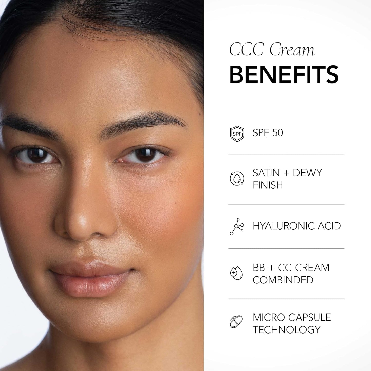 CLE Cosmetics CCC Cream (Golden Medium 301 / SPF 50) - Color Correcting CC Cream Hybrid with Sunscreen - Lightweight, Hydrating Light to Medium Coverage Foundation - 1 fl oz