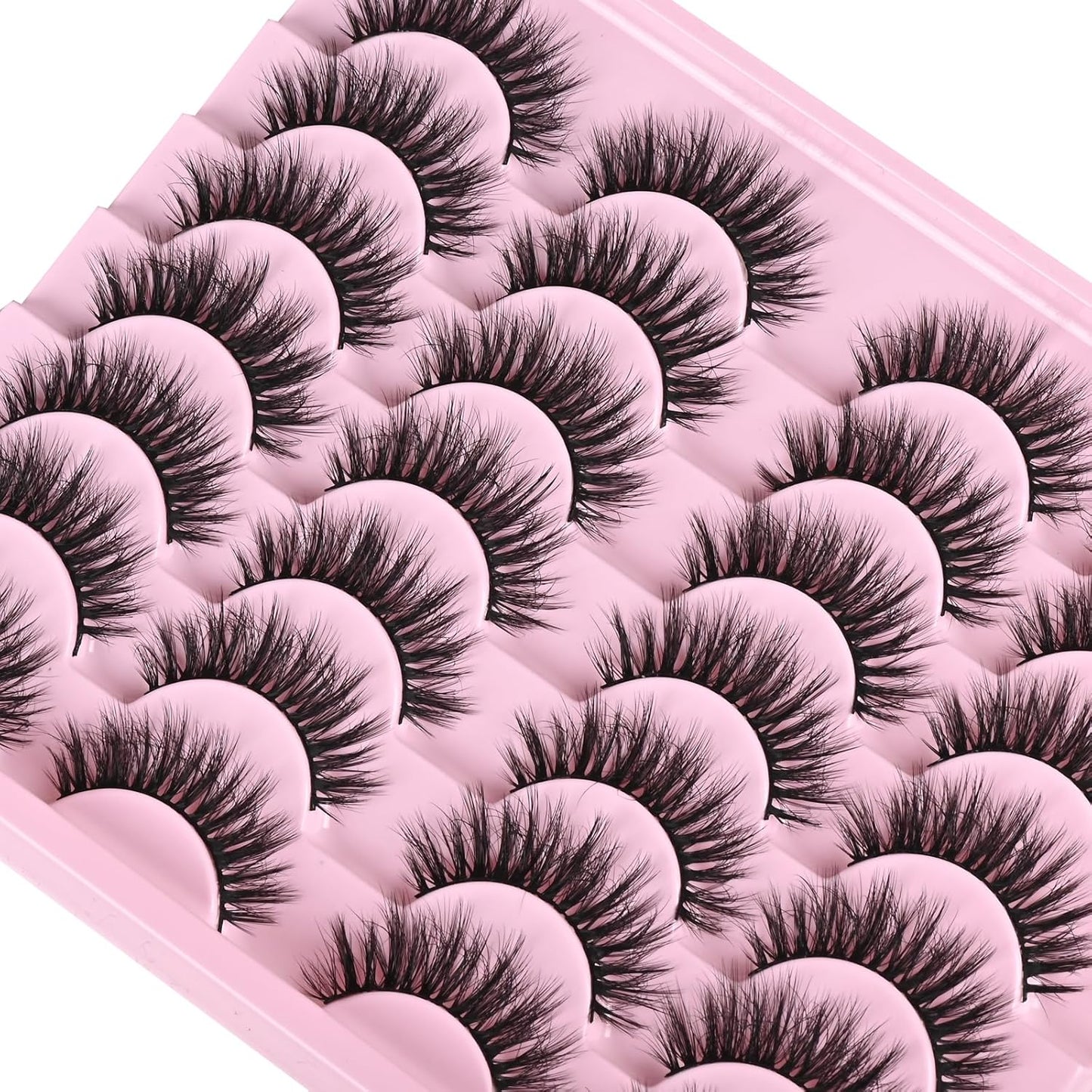 FARRED Lashes Natural Look Short Cat Eye Natural Lashes Fluffy Wispy False Eyelashes 14 Pairs Faux Mink Strip Eye Lashes Pack for Daily Makeup (F7 | 6-15mm)