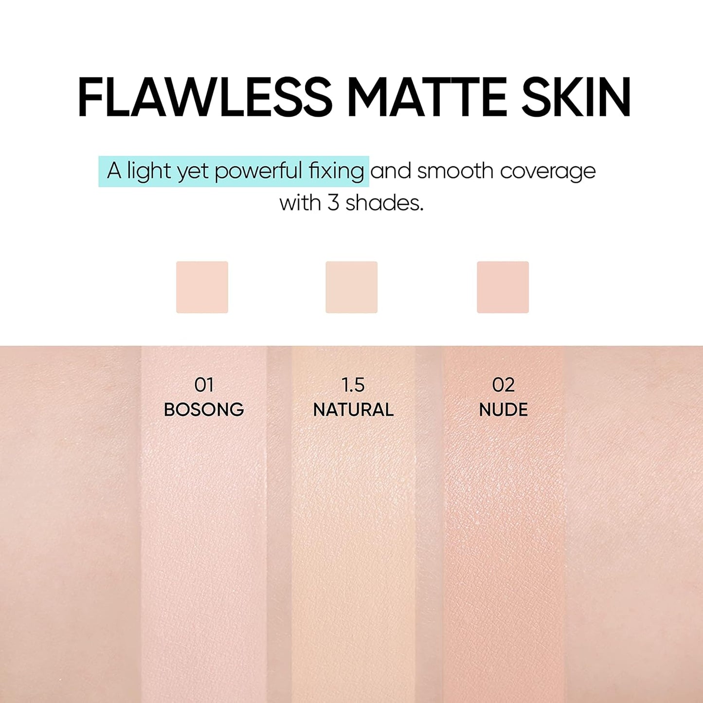 Meta Fixing Cushion Foundation 1.5 NATURAL | Clear Beige Pink | Matte, glow, long-lasting, double coverage, clean beauty, lightweight, natural look, foundation for sensitive skin, hydrating cushion
