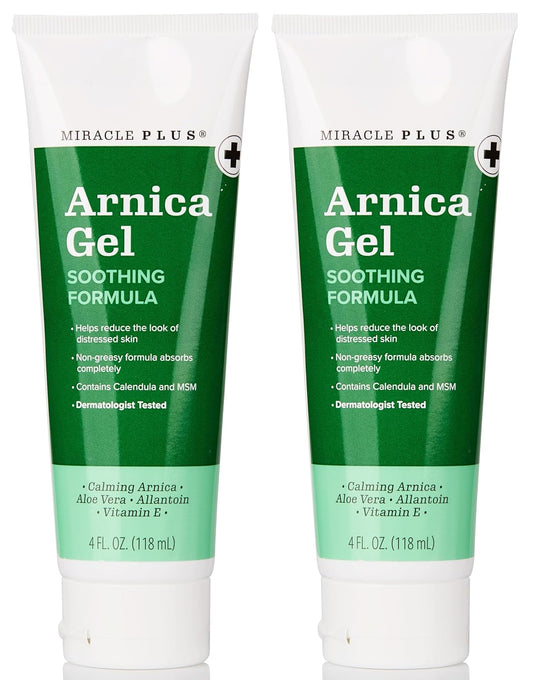 Miracle Plus Natural Arnica Bruise Body Gel | Arnica Montana Lotion For Thin Skin Bruising And Swelling After Surgery | Extra Strength Vitamin K Cream | Skin Care Ointment For Bruises, 2-Pack