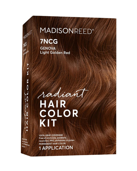 Madison Reed Radiant Hair Color Kit | 7NCG Light Golden Copper (Genova Red) for 100% Gray Hair Coverage | Dimensional Salon-Quality Permanent Hair Dye | PPD-Free & Ammonia-Free | 1 Pack