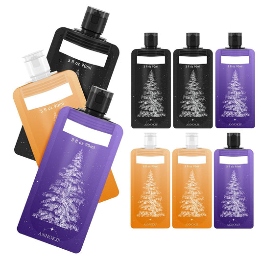 9 Pack Travel Pouches for Toiletries, Refillable squeeze Liquid travel pouches,Travel Shampoo and Conditioner Pouches,3oz leak proof travel pouches (Tree)