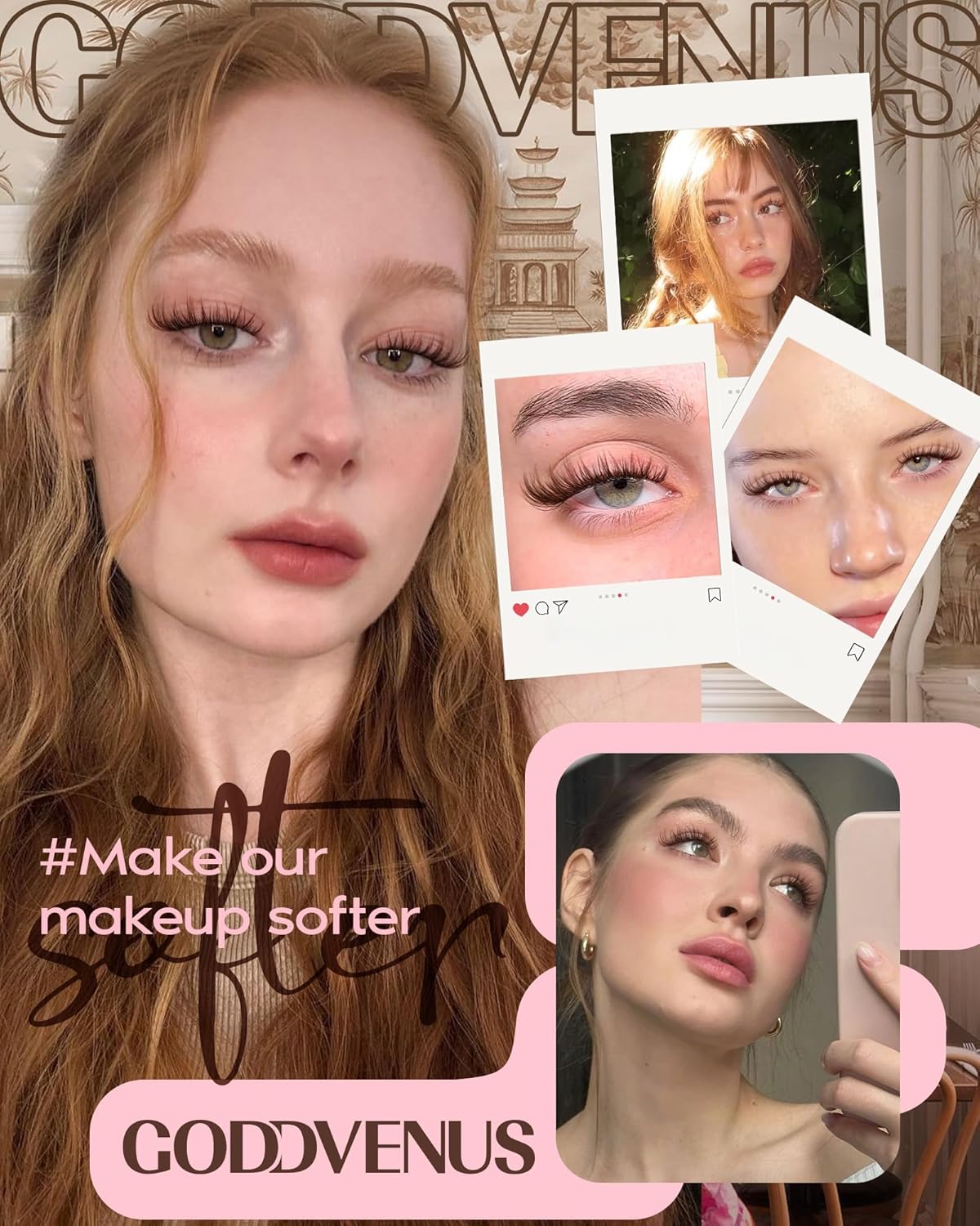 Brown Lash Clusters Kit Natural Look For Soft Glam 300Pcs Wispy Lashes Cluster Eyelash Cluster Extensions Kit C Curve Individual Lashes Extensions Kit For DIY Waterproof & Long - Lasting (10-16mm)