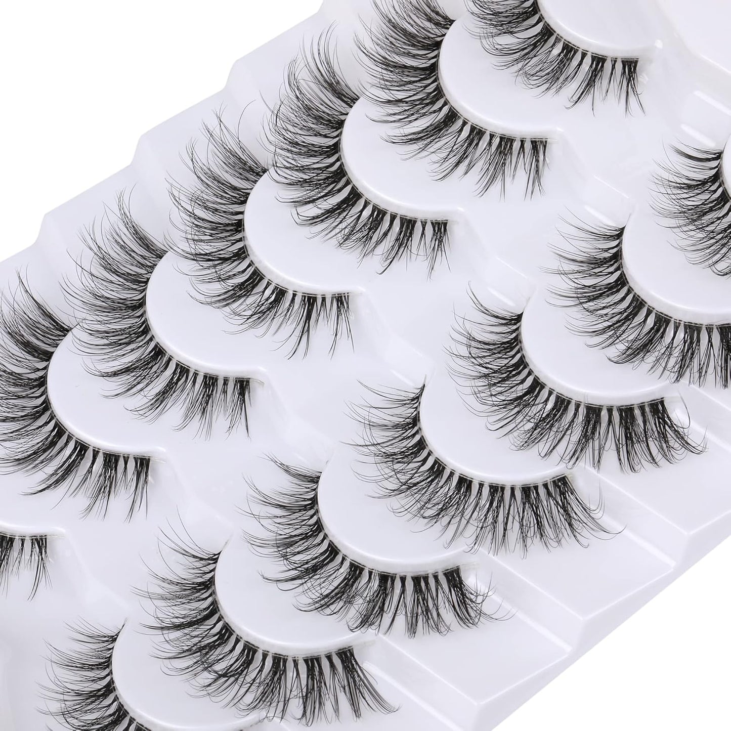 False Eyelashes with Clear Band Faux Mink Lashes Natural Look 3D Volume Wispy Fake Lashes Pack by Kiromiro 7 Pairs
