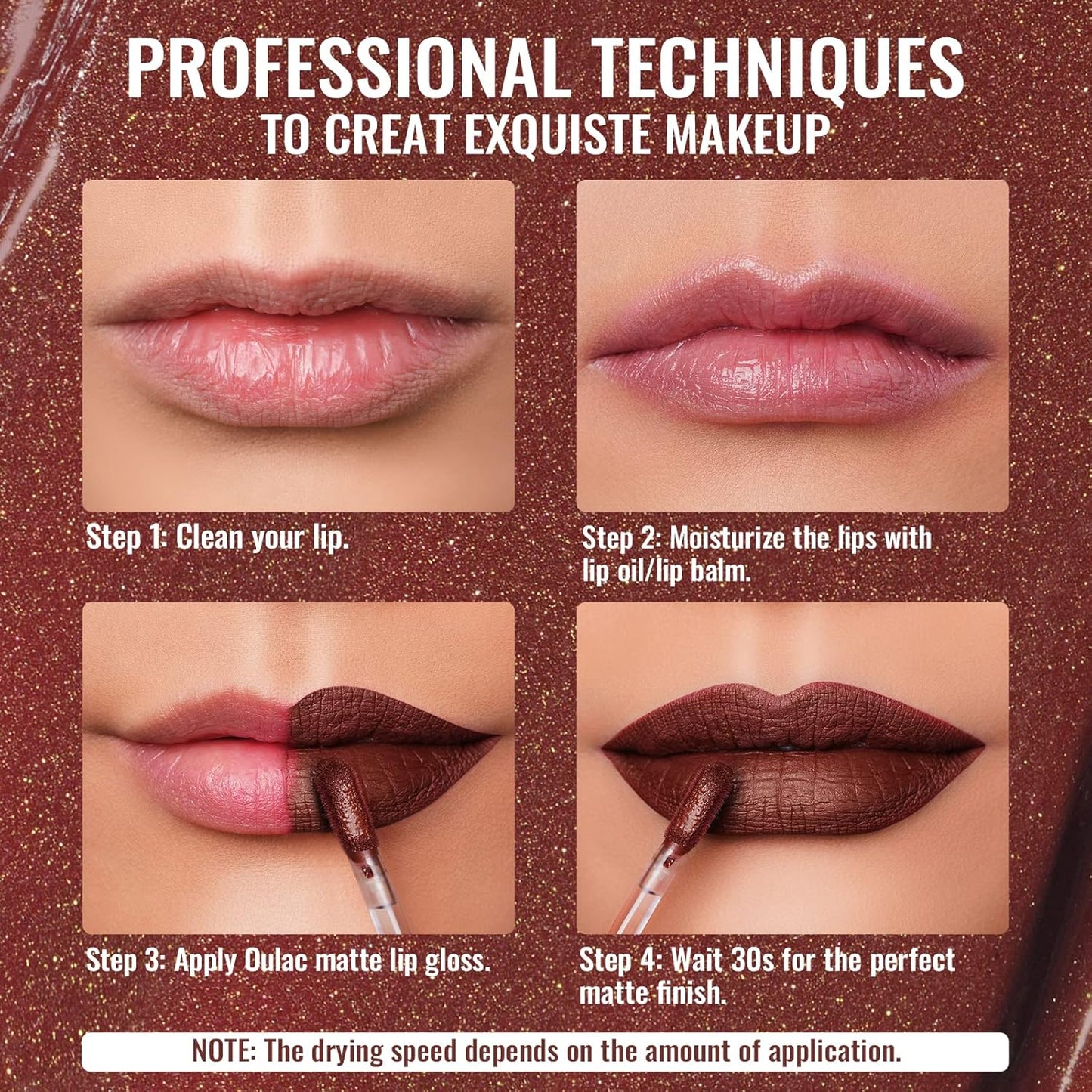 Oulac Matte Liquid Brown Lipstick for Women, Long Lasting Lipstick Waterproof Lip Stain, No Transfer, Creamy High Pigmented Formula with Rose Oil, Vegan & Cruelty-Free,Brown M03