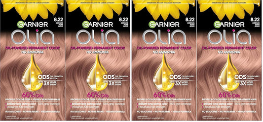 Garnier Hair Color Olia Ammonia-Free Brilliant Color Oil-Rich Permanent Hair Dye, 8.22 Medium Rose Gold, 2 Count (Packaging May Vary) (Pack of 2)