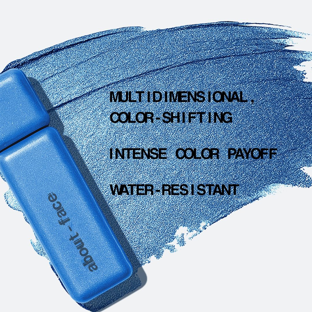 About-face Fractal Glitter Eye Paint Above Santorini – Smudge-Proof, Long-Lasting Liquid Eyeshadow – Intense Sparkle with Mousse Texture – Vegan, Cruelty-Free – 0.13oz (Sapphire)