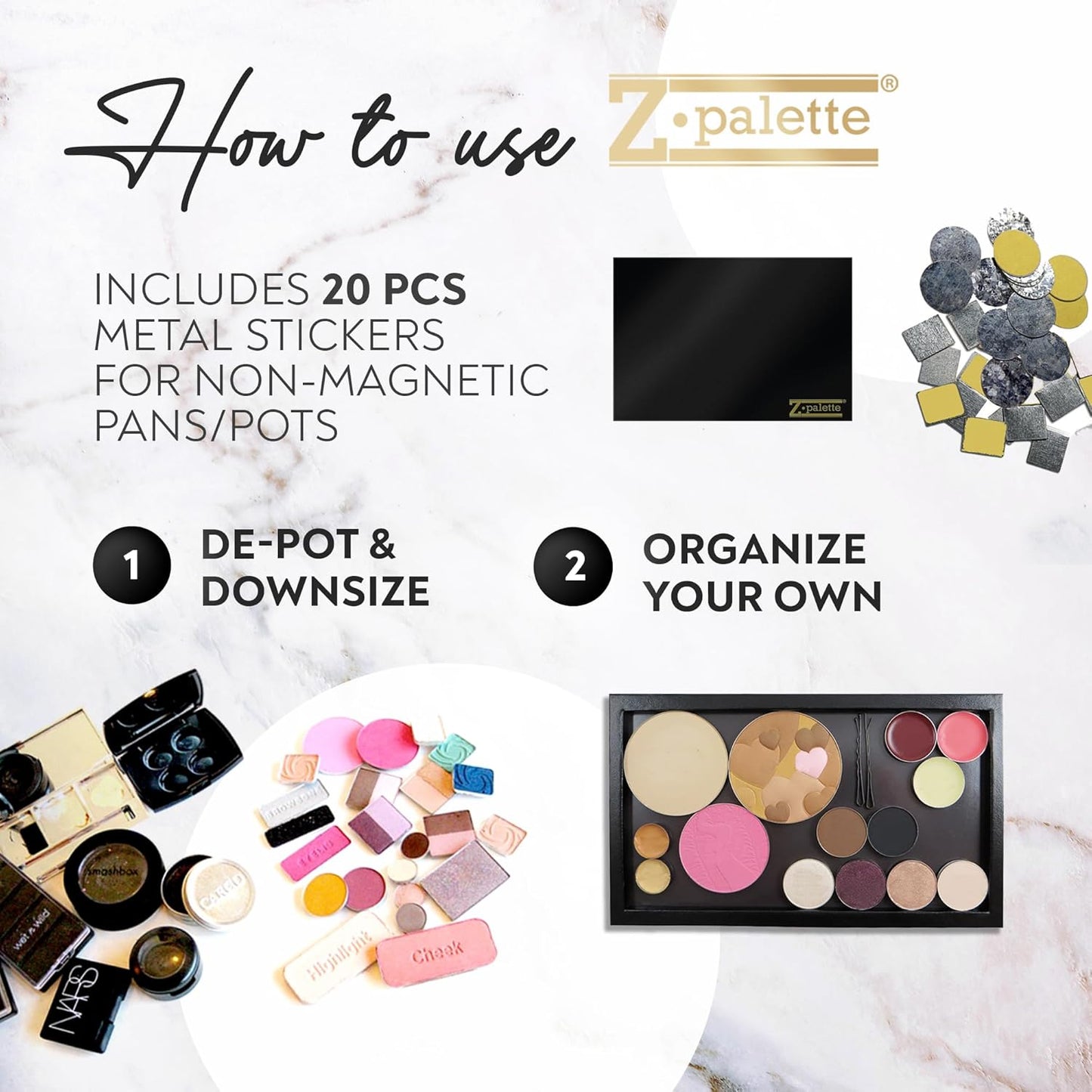 Junior Magnetic Makeup Palette, Empty Magnetic Palette, Universal Magnet makeup palette for Eyeshadows, Powders, Customizable Beauty Organizer with Mirror