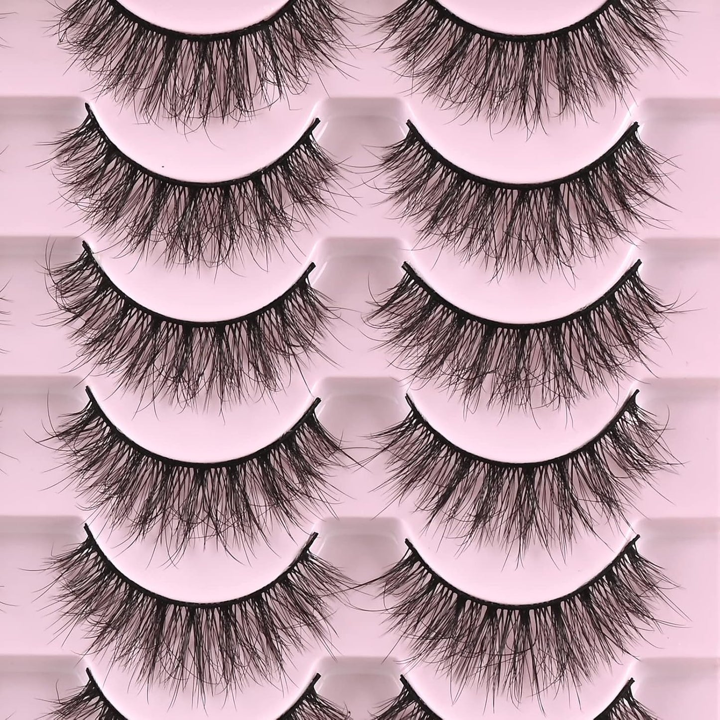 FARRED Natural Lashes Short Eyelashes Wispy False Mink Lash Pack 14 Pair Natural Look Fluffy Doll Eyelash Small Fake Strip Lashes Full Pestañas Sets for MUA and Beginners Daily Makeup (F5 | 8-15mm)