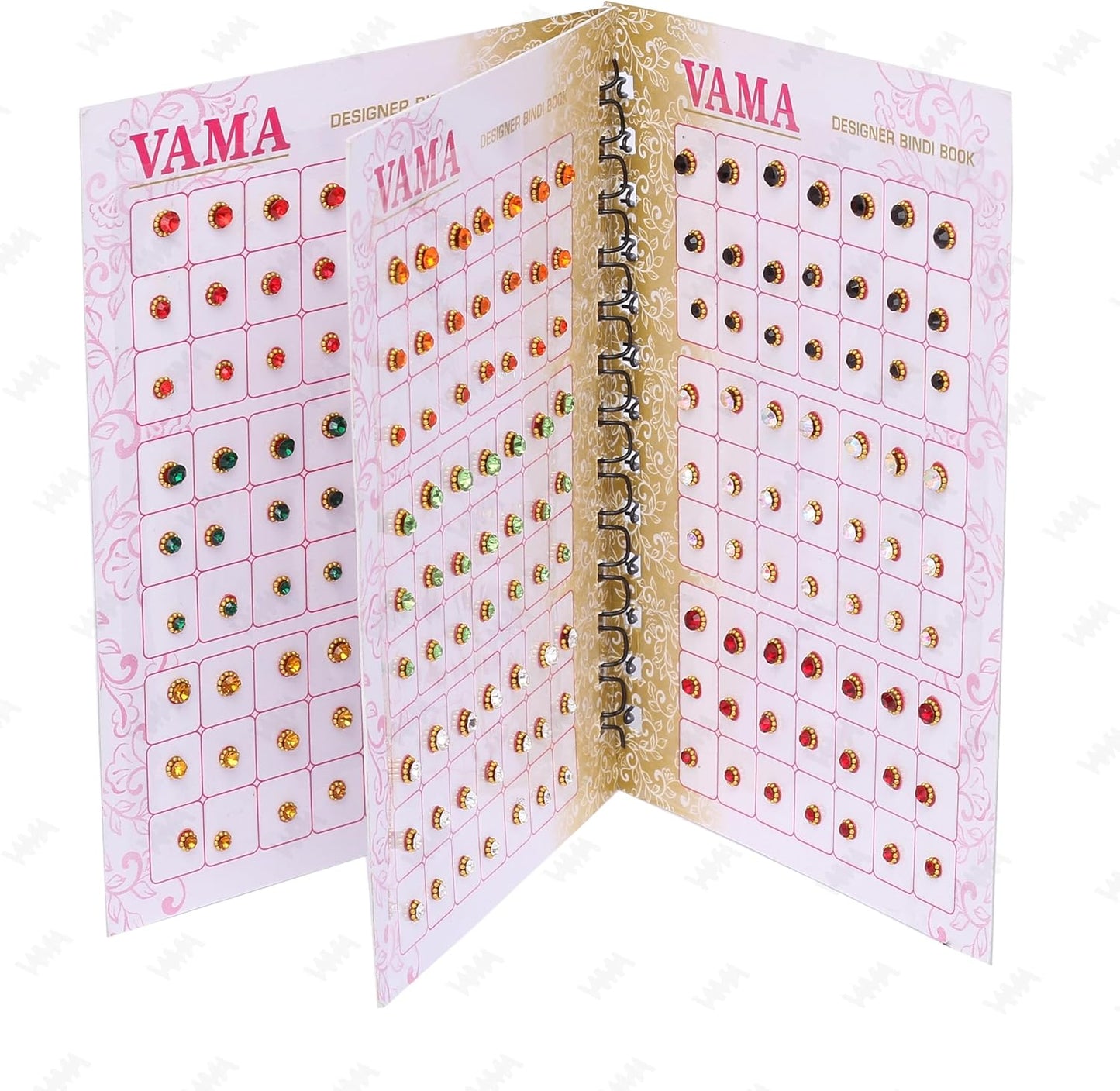 VAMA Multicolour Small Stone Indian Bindis Kumkum Forehead Sticker Bindiya Bindi Booklet for Girls & Women - 252 Diamond Sticker Bindis Book