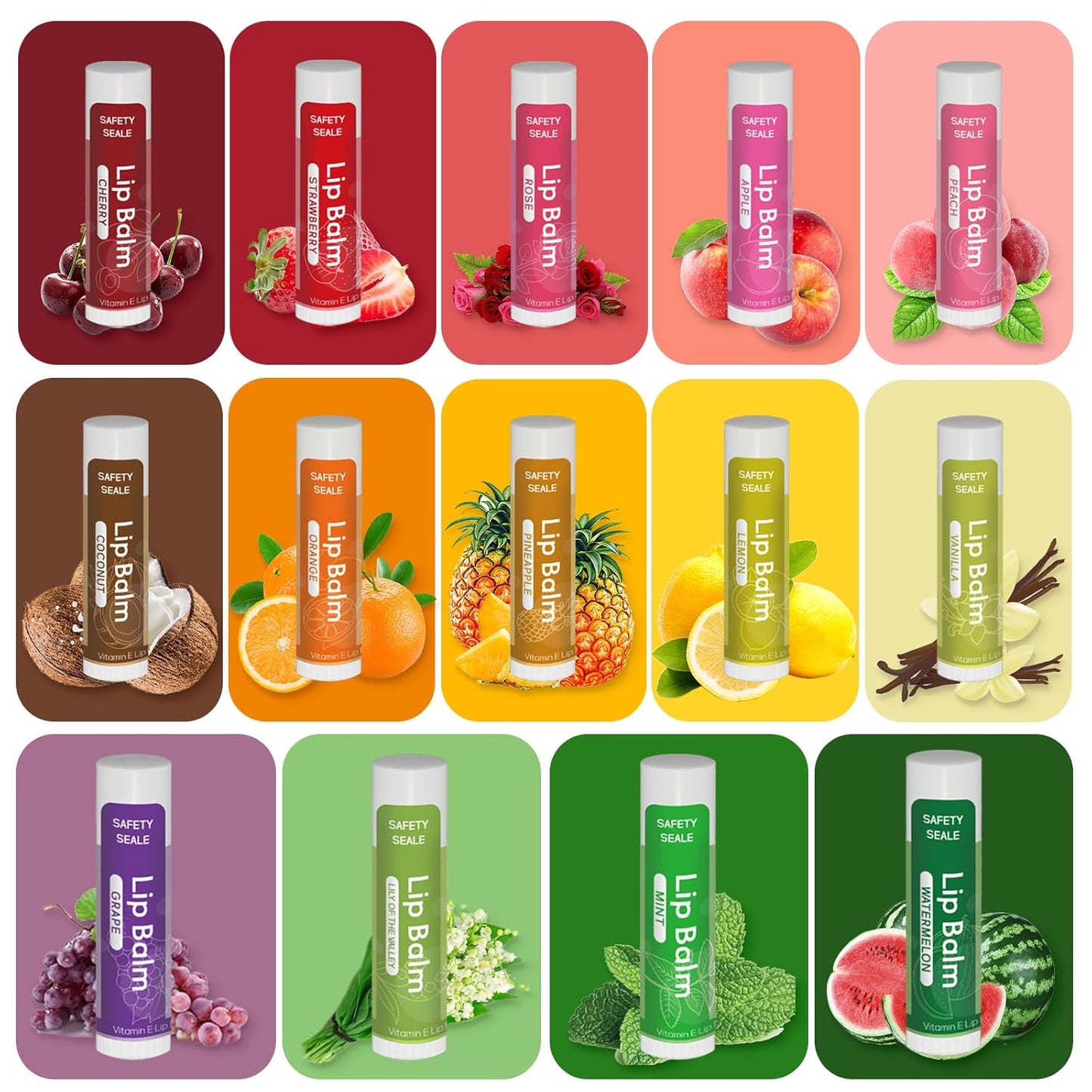 98 Pack Natural Lip Balm Bulk with Vitamin E and Coconut Oil - Moisturizing, Soothing, and Repairing Dry and cracked Lips, Mini Chap Stick Gifts for Kids Women Men - 14 Flavors - Non-GMO