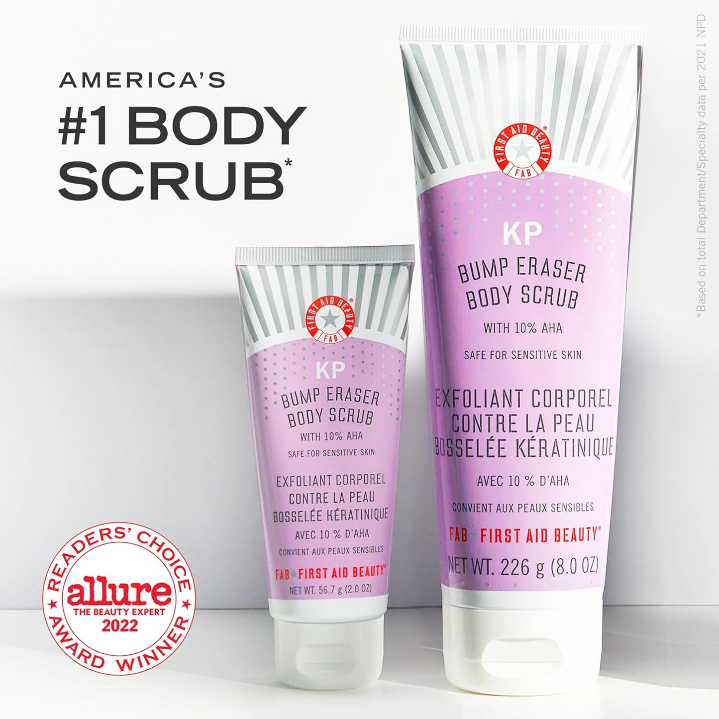 First Aid Beauty KP Bump Eraser Body Scrub Exfoliant for Keratosis Pilaris with 10% AHA 2 oz.