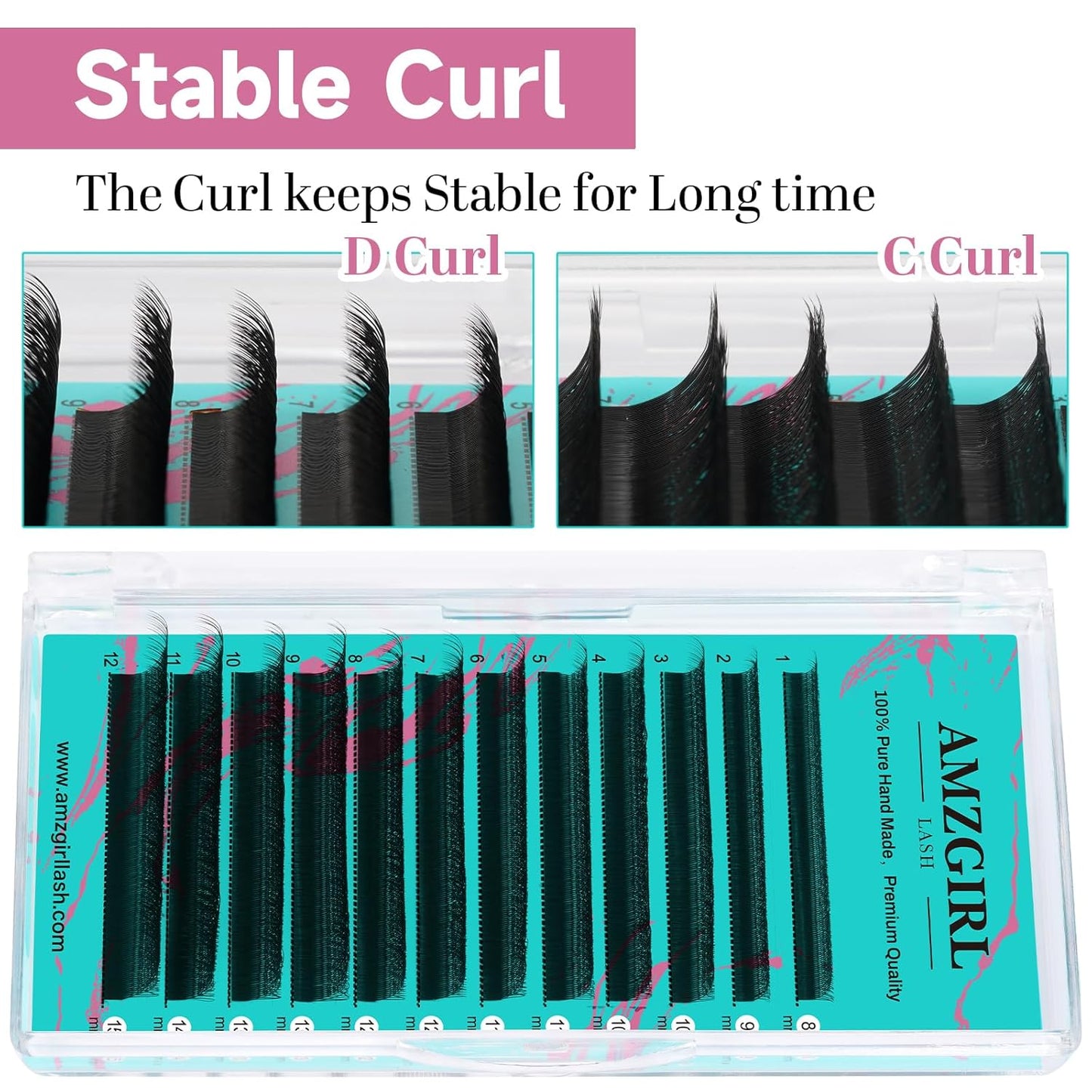 Eyelash Extensions 3DW C Curl,Mixed Length Lash Extension Supplies Easy Fan Individual Lashes Premium Classic Lash Soft Matte Dark Professional Eyelashes Extension(8-15mm)