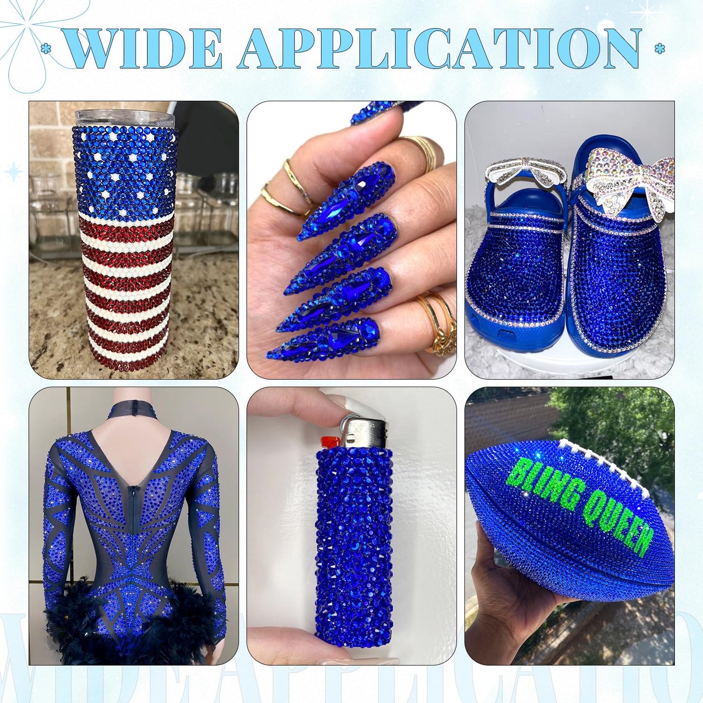 6000Pcs Resin Rhinestones for Bedazzling with 3Pcs B7000 Jewelry Glue, 1 Box Royal Blue Flatback Rhinestones for Crafting Crafts DIY, Crystals Gems for Clothing Shoes Tumblers Nail Art Makeup