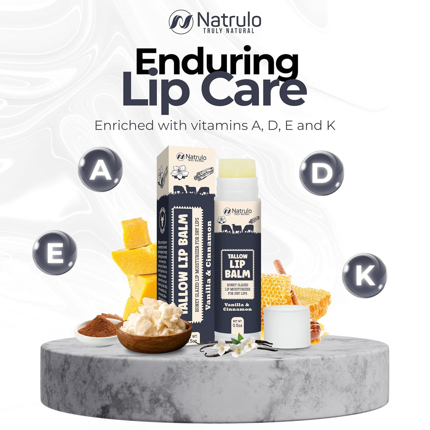 Beef Tallow Lip Balm – Natural Tallow Beeswax Chapstick – Hydrating Moisturizer Grass Fed Bison Tallow Balm Lip Care – Soothes Chapped, Dry Lips, Sensitive Skin – Long Lasting & Vitamin Rich USA-Made