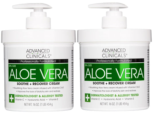 Advanced Clinicals Aloe Vera Lotion Skin Care Relief | Vitamin E Infused Hyaluronic Acid Moisturizer & Vitamin C Body Lotion For Women & Men Helps Improve Look Of Extremely Dry Skin, 16 Ounce, 2-Pack