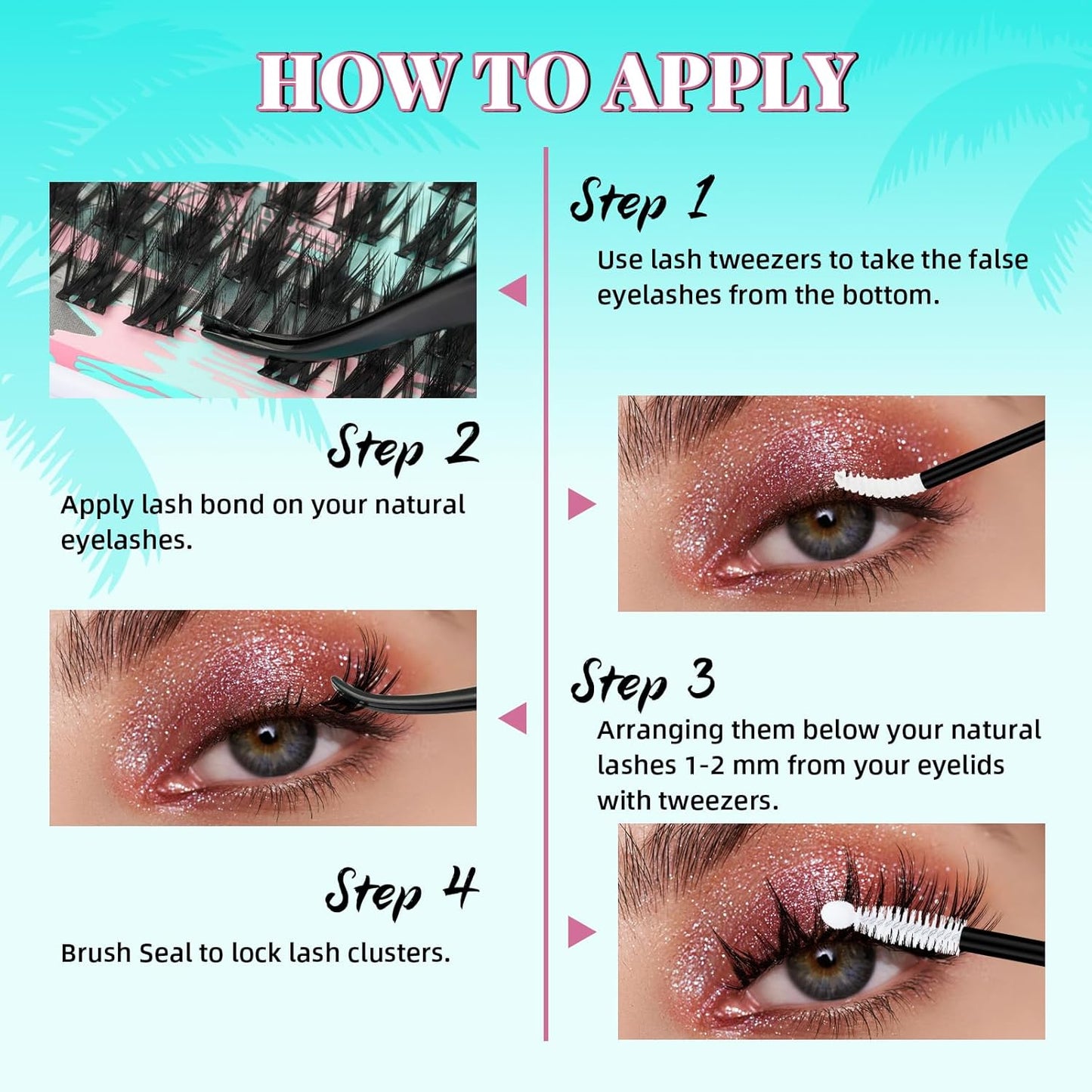 Lash Clusters Kit 144PCS Volume Eyelash Extension Kit with Lash White Bond and Seal,Eyelash Glue Remover and Applicator,Natural Lashes Premium Wide Stem Eyelashes Cluster Kit(Violet,D-Mix9-18mm)