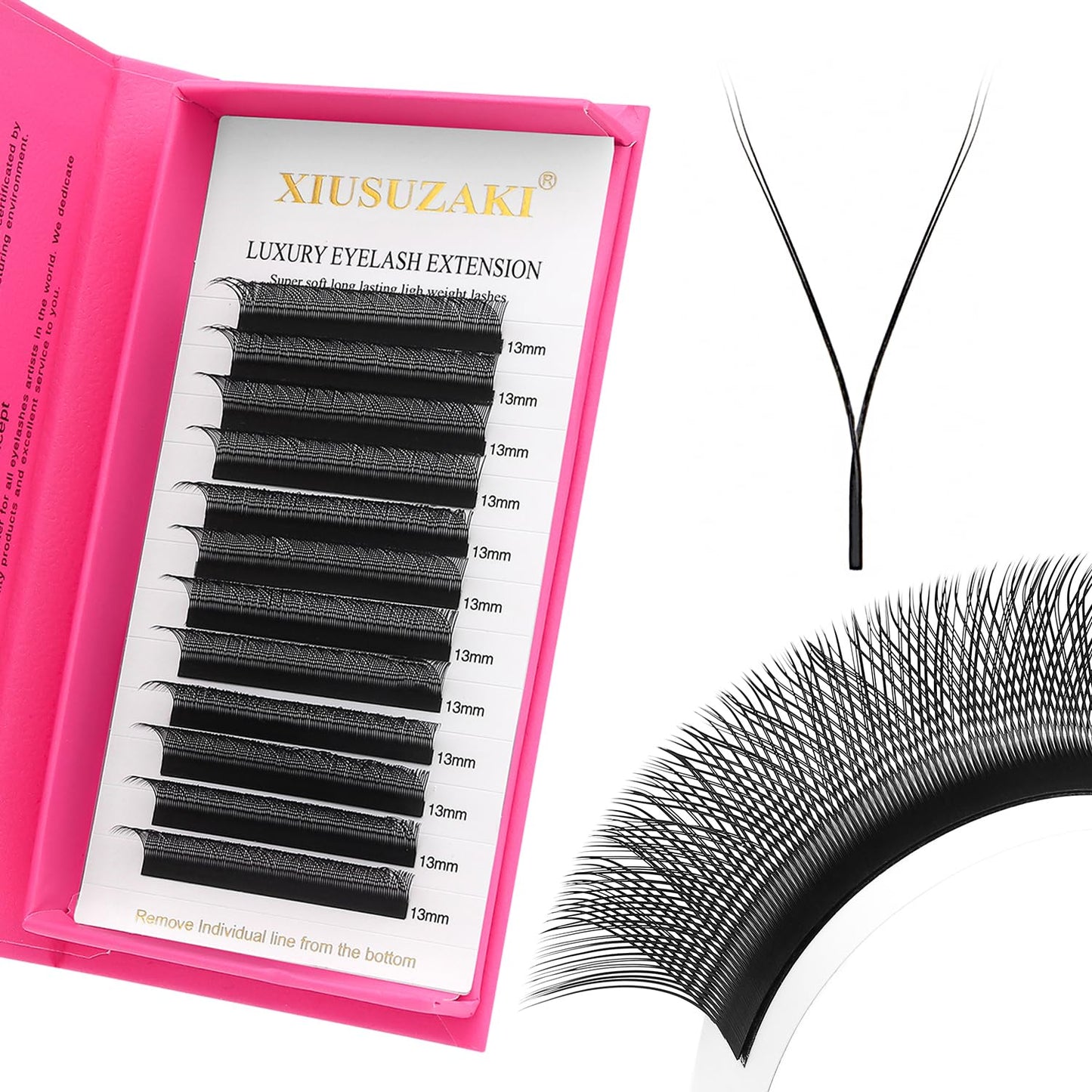 YY Lash Extensions Supplies Y Eyelash Extensions 0.07mm Thickness D Curl 12mm Premade Fans 4D Russian Volume Matte Black 12 Rows Crisscross Eye Lashes(YY-0.07-D,12mm)