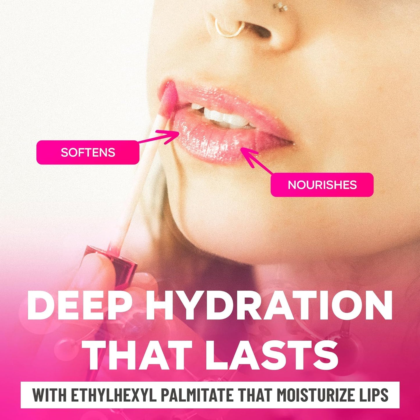 Pink Lip Gloss for Women – Infused with Vitamin E – Non-Sticky, Long Lasting, High Shine, Clean Formula – Pink Lipgloss, 1 Pack