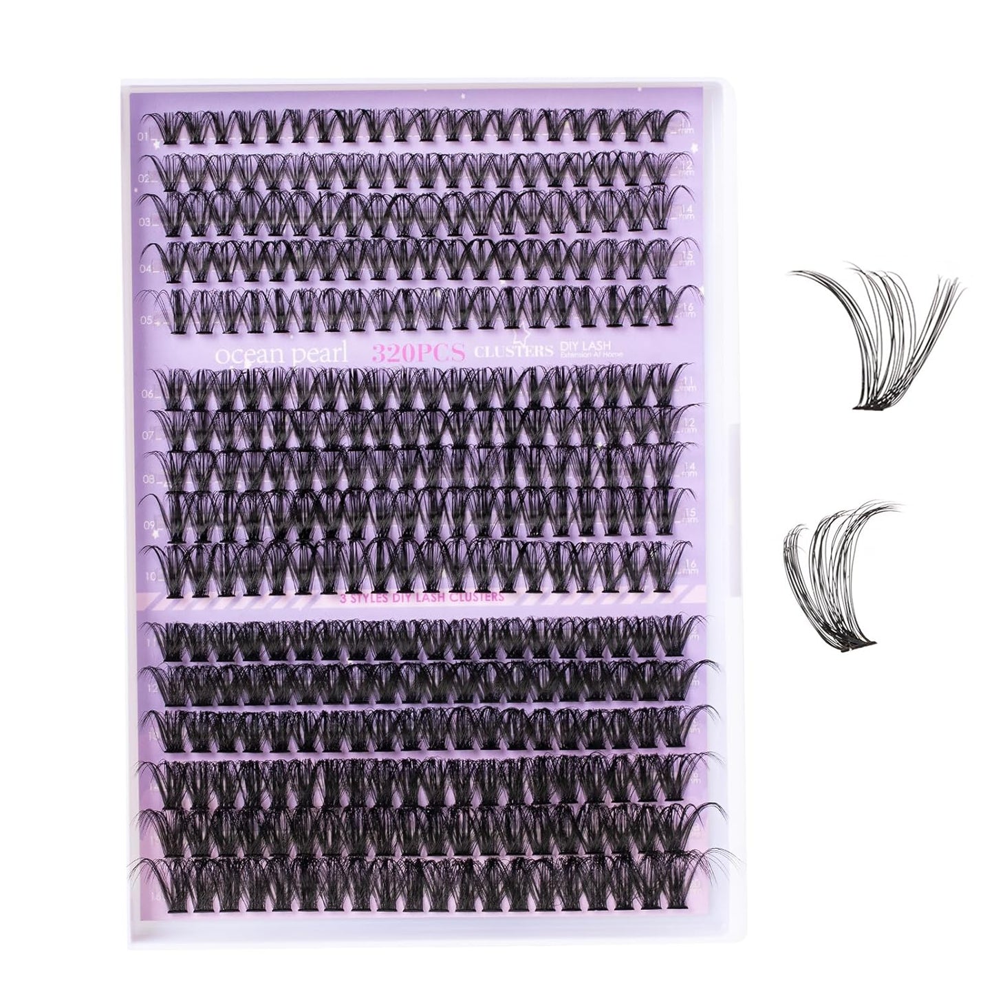 Ocean Pearl Lash Clusters 320PCS Natural Individual Lashes 11-20MM 30D 40D 60D Thick Volume Eyelash Extensions Soft Eyelashes D Curl Eyelash Clusters DIY Lash Extension-30+40+60D