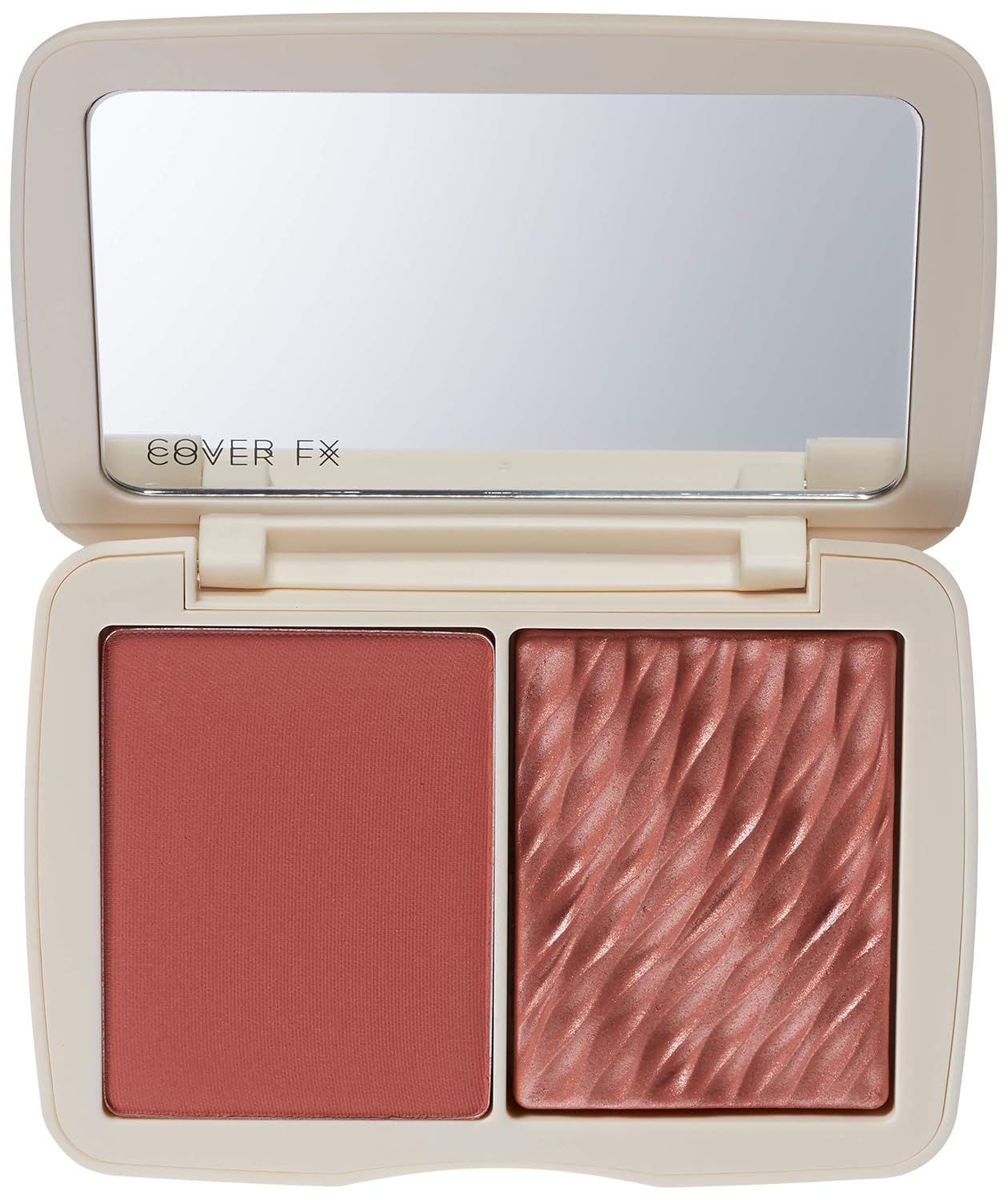 COVER FX Monochromatic Powder Blush Duo - Spiced Cinnamon: Terracotta Flush - Matte + Shimmer Finish - Create Custom, High Impact Color