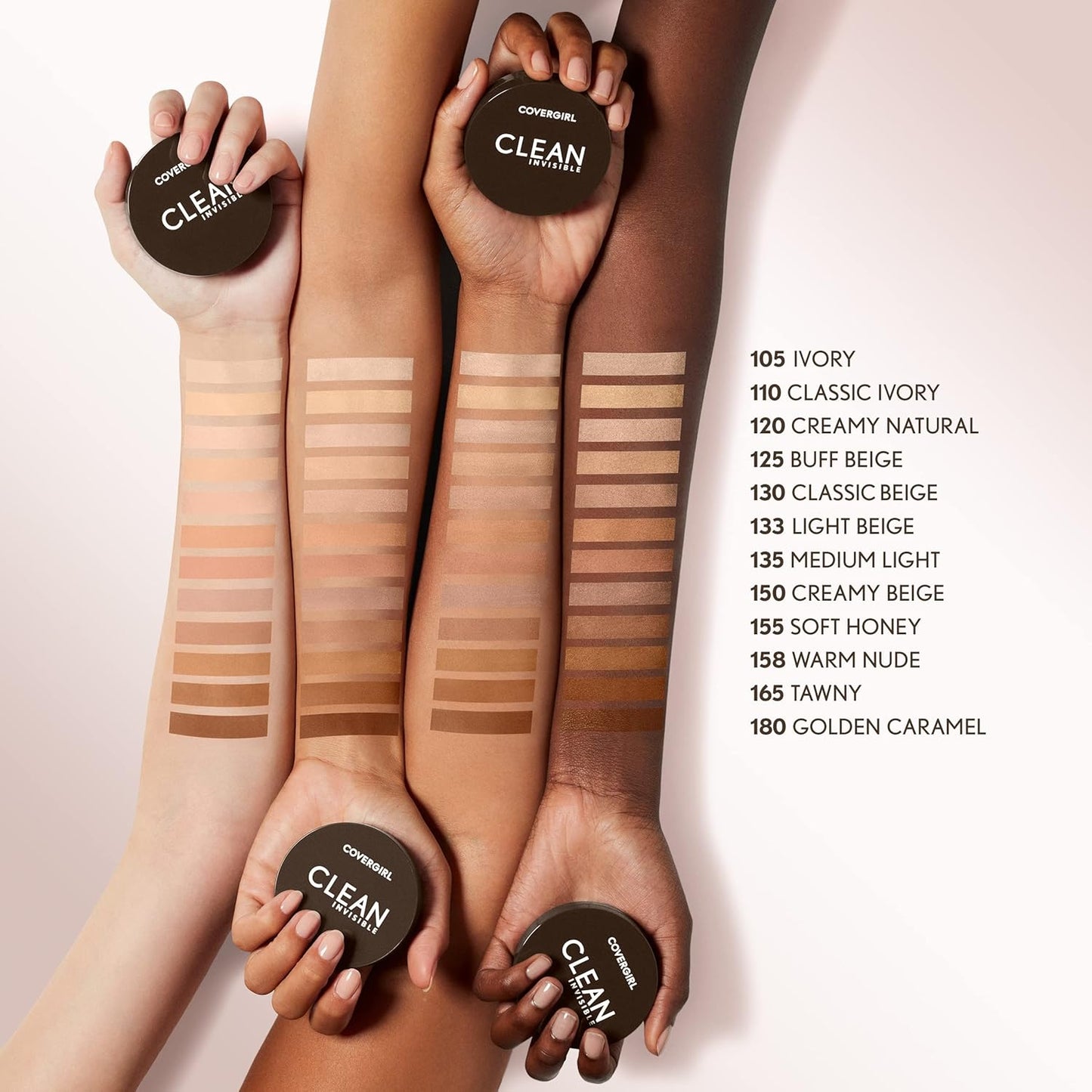 Covergirl Clean Invisible Pressed Powder, Lightweight, Breathable, Vegan Formula, Warm Nude 158, 0.38oz