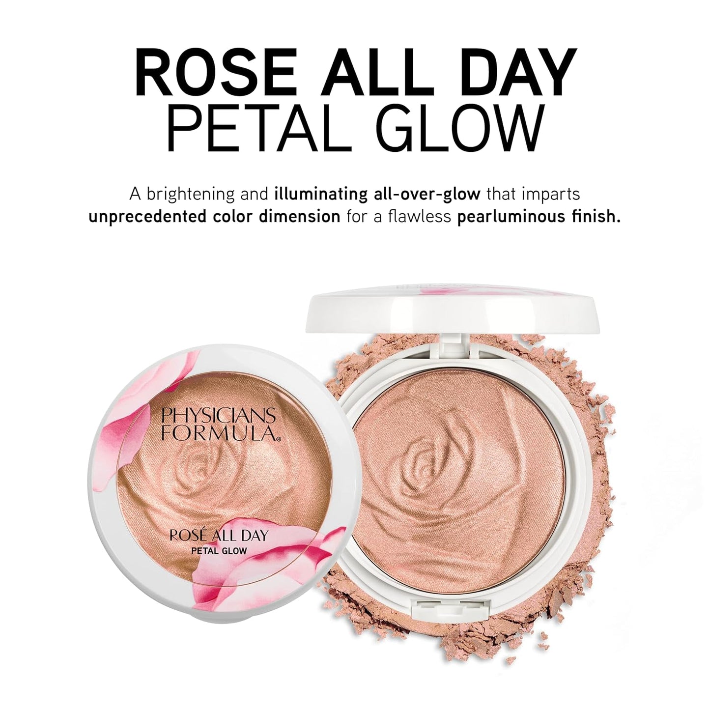 Physicians Formula Rosé All Day Highlighter Blush Face Powder, Pink Petal Glow, Dermatologist Tested, Clinicially Tested (Pack of 2)