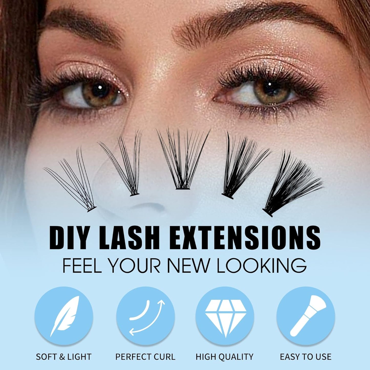 Lash Clusters Large Tray 240pcs 0.07mm 40P+50P D Curl Mix 8-16mm Individual Lashes Soft&Fluffy Cluster Lashes Mink Lash Extension Clusters Mixed Tray Individual Lashes Cluster By GEMERRY