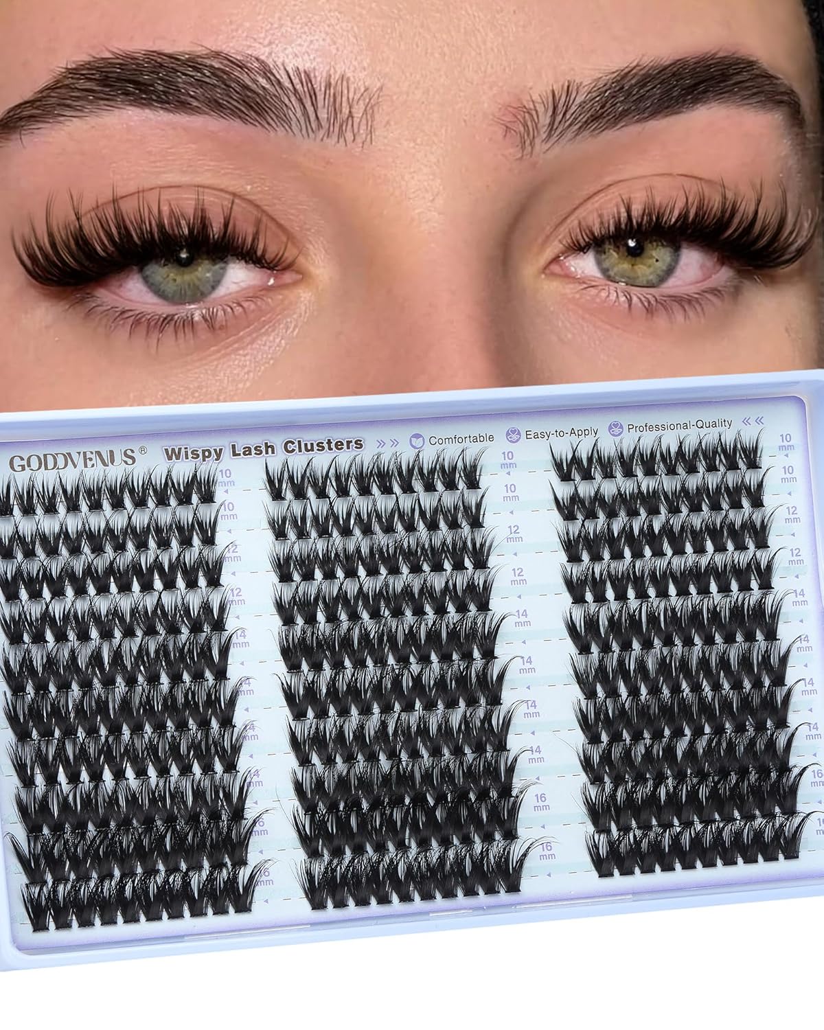 Wispy Lash Clusters Natural DIY Fairy Wet Eyelash Clusters 300 Pcs Cluster Eyelash Extensions Reusable Waterproof Individual Lash (10-16mm CC Curve)