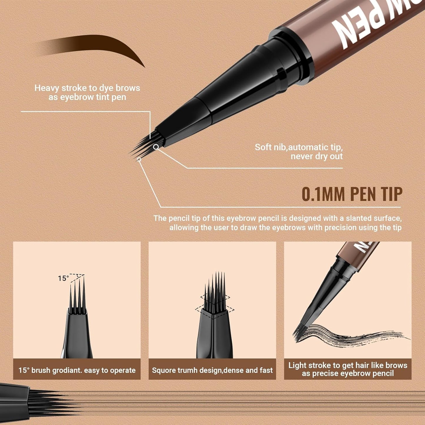 iMethod Eyebrow Pen - Eyebrow Pencil,2-in-1 Eyeliner Dual-Ended Microblading Eyebrow Pencil Long Lasting Waterproof Hair-Like Brow Pencil,with Eyebrow Brush,Eyebrow Pencils for Women,Grey