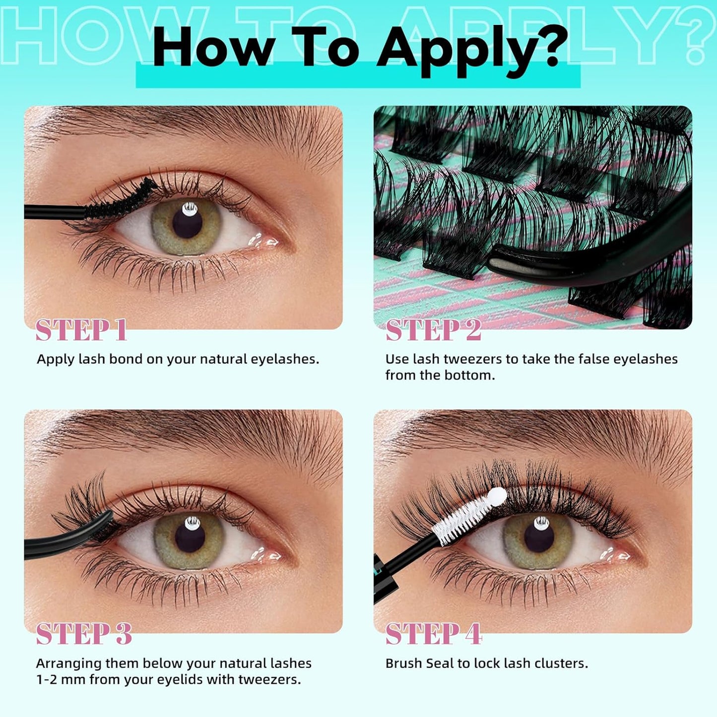 Wispy Lash Clusters Eyelash Extensions 144pcs Individual Lashes Cluster 16mm D Curl Fake Eyelash with Thin Band DIY Cluster Lashes At Home For Beginners (D-16mm)