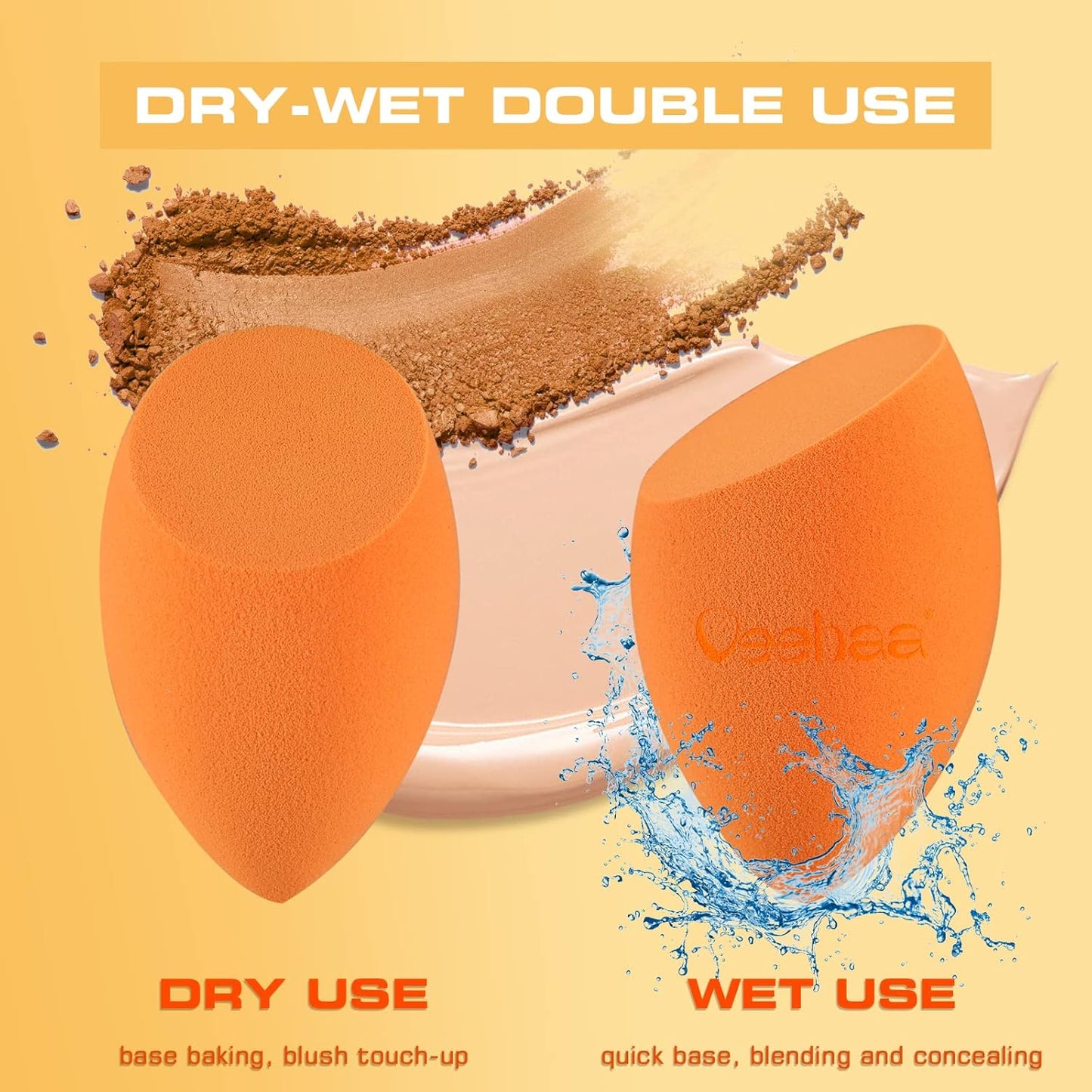 2PCS Makeup Sponge Set, Latex Free Makeup Blender for foundation, Makeup Sponges egg shaped, Makeup Sponges for all areas