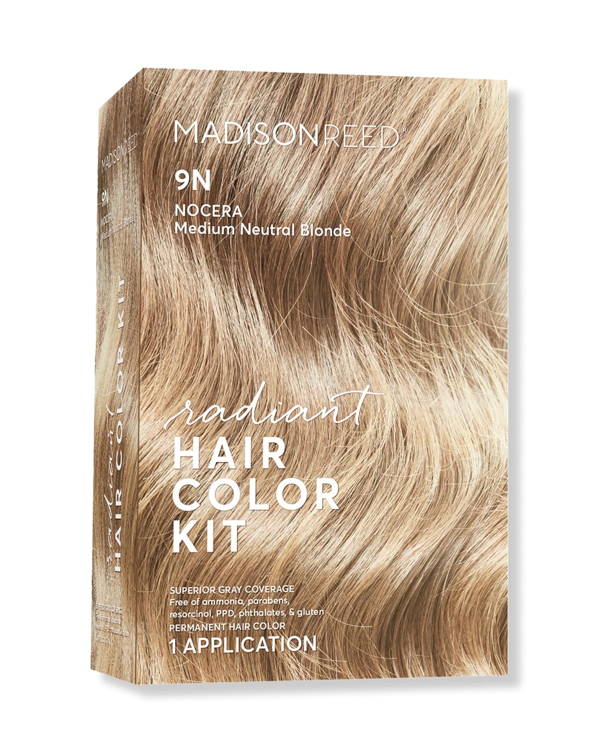 Madison Reed Radiant Hair Color Kit | 9N Medium Neutral Blonde (Nocera Blonde) for 100% Gray Hair Coverage | Dimensional Salon-Quality Permanent Hair Dye | PPD-Free & Ammonia-Free | 1 Pack