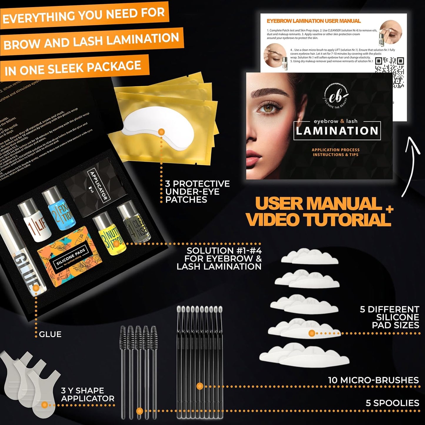 Eyebrow and Lash Lamination Kit | At Home DIY and Salon Use | 2in1 Professional Brow Lamination Kit and Lash Lift | Instant Lift For Fuller Eye Brows and Longer Eyelashes