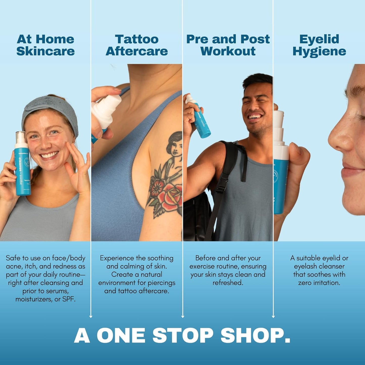 Hypochlorous Acid Spray – HOCl Face & Body Mist for Acne, Eczema & Irritation – Multi-Purpose Skin Repair – Eyelid Cleanser, Post-Workout/Procedure, Scalp & Sensitive Skin (2 oz+6.8 oz)