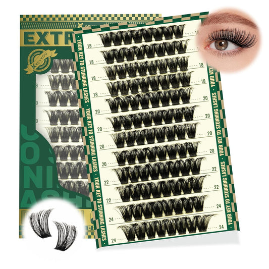 Lash Clusters 96pcs Eyelash Clusters D Curl 18-24MIX Cluster Lashes KEYYOU Volume Wispy Lash Extension Soft&Comfortable Easy DIY at Home(Y02,D-18-24MIX)