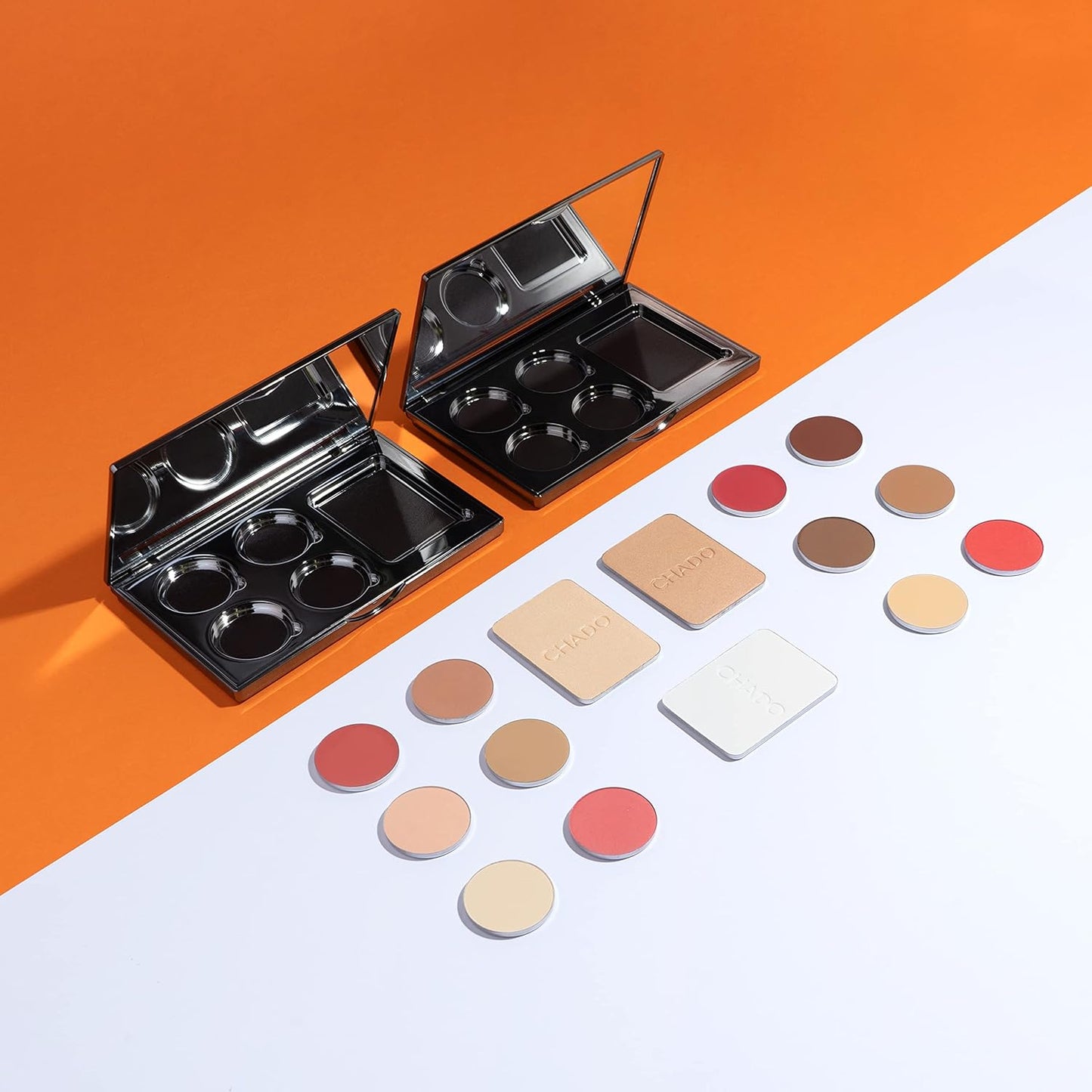 CHADO Shadows & Lights Refills – Powder | Palette Refill Pans (Compact Not Included) | Natural Face Powders for All Skin Types | Multifunctional Refills for Complexion and Eyes | Cruelty Free (Peach 56)