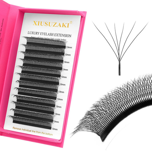 W Lash Extensions Supplies 6D Eyelash Extensions W Shape 0.07mm Thickness D Curl 15mm Premade Fans Easy Fan Lashes Volume Matte Black 12 Rows Crisscross Eye Lashes(W-6D-0.07-D,15mm)