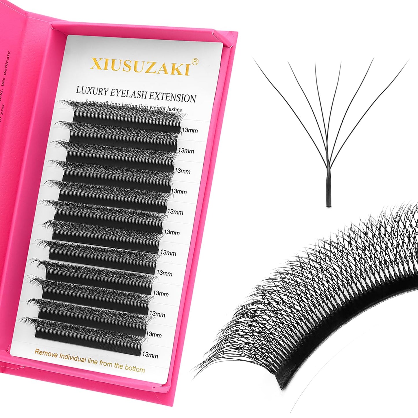 W Lash Extensions Supplies 6D Eyelash Extensions W Shape 0.07mm Thickness D Curl 10mm Premade Fans Easy Fan Lashes Volume Matte Black 12 Rows Crisscross Eye Lashes(W-6D-0.07-D,10mm)