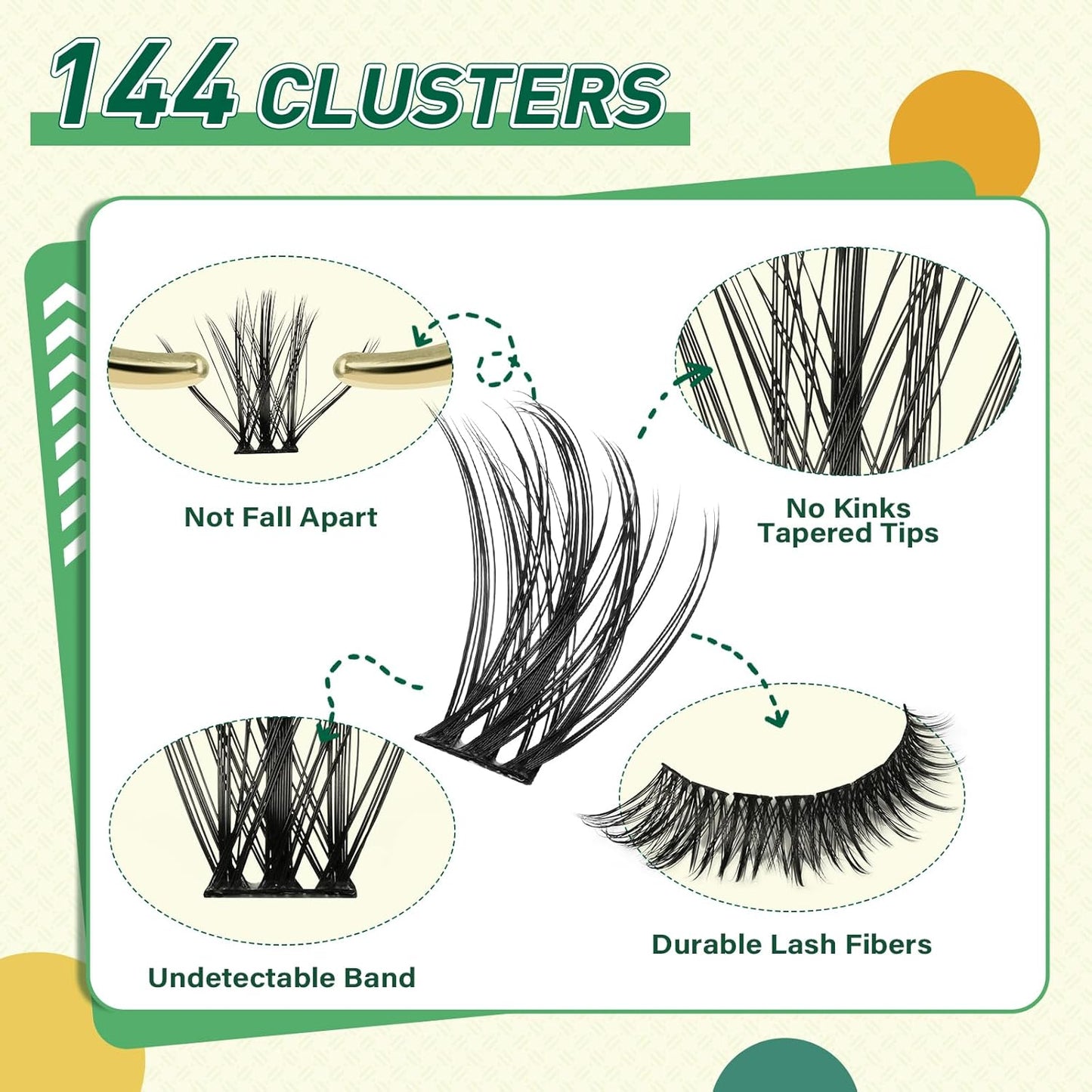 DIY Lash Extension Kit KEYYOU 144pcs Lash Clusters Eyelash Extension Kit with Mascara Brush Bond and Seal Lash Glue Remover Lash Applicators Lash Brush for DIY Lash Extensions (Y08 Kit)