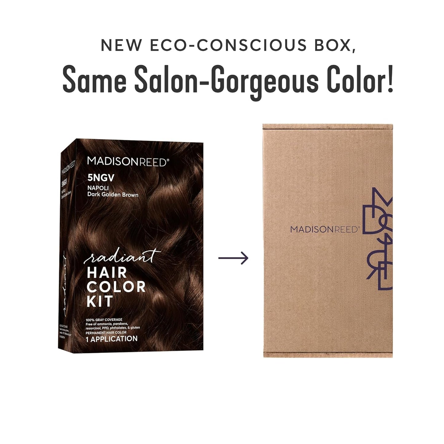 Madison Reed Radiant Hair Color Kit | 5NGV Dark Golden Brown with Warm Tones (Napoli Brown) for 100% Gray Hair Coverage | Dimensional Permanent Hair Dye | PPD-Free & Ammonia-Free | 1 Pack