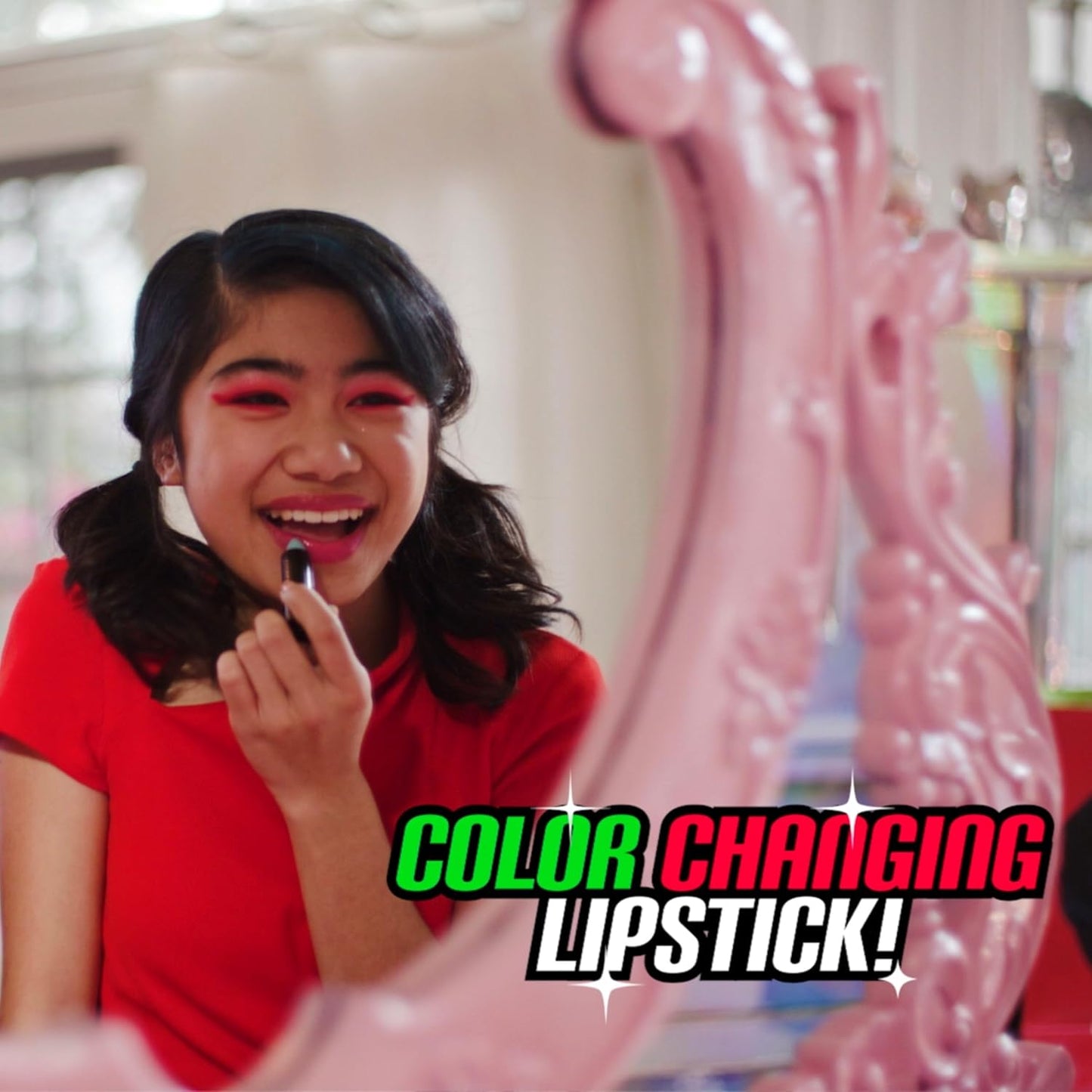 Miraculous Ladybug Cosmetic Lipstick Set - 7 Fruit Scented Color-Changing Lipsticks for Kids - Transforming Lipsticks Turn Pink - Magic Lipsticks Gift Set - Safe & Fun Makeup Kit