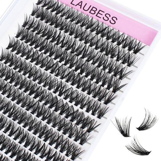Eyelash Clusters LAUBESS Lash Clusters Individual Lashes Cluster Eyelash Extensions DIY at Home Waterproof Cluster Lashes (40D-0.07D-14-18)